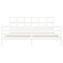 Double bed frame with white solid wood headboard by vidaXL, Beds and slatted bases - Ref: Foro24-3194847, Price: 151,76 €, Di...