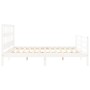 Double bed frame with white solid wood headboard by vidaXL, Beds and slatted bases - Ref: Foro24-3194847, Price: 151,76 €, Di...