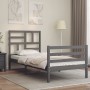 Gray solid wood bed frame with headboard 100x200cm by vidaXL, Beds and slatted bases - Ref: Foro24-3194888, Price: 112,98 €, ...