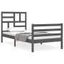 Gray solid wood bed frame with headboard 100x200cm by vidaXL, Beds and slatted bases - Ref: Foro24-3194888, Price: 112,98 €, ...