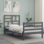 Gray solid wood bed frame with headboard 100x200cm by vidaXL, Beds and slatted bases - Ref: Foro24-3194888, Price: 112,98 €, ...