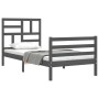 Gray solid wood bed frame with headboard 100x200cm by vidaXL, Beds and slatted bases - Ref: Foro24-3194888, Price: 112,98 €, ...