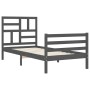 Estructura de cama con cabecero madera maciza gris 100x200cm de vidaXL, Camas y somieres - Ref: Foro24-3194888, Precio: 112,9...