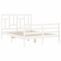 White solid wood bed frame with headboard 140x190 cm by vidaXL, Beds and slatted bases - Ref: Foro24-3194942, Price: 139,67 €...