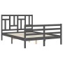 Gray solid wood bed frame with headboard 120x200 cm by vidaXL, Beds and slatted bases - Ref: Foro24-3194958, Price: 147,12 €,...