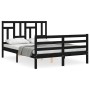 Bed frame with black solid wood headboard 120x200 cm by vidaXL, Beds and slatted bases - Ref: Foro24-3194960, Price: 160,64 €...