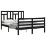 Bed frame with black solid wood headboard 120x200 cm by vidaXL, Beds and slatted bases - Ref: Foro24-3194960, Price: 160,64 €...