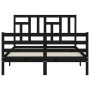 Bed frame with black solid wood headboard 120x200 cm by vidaXL, Beds and slatted bases - Ref: Foro24-3194960, Price: 160,64 €...