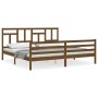 Estructura cama y cabecero madera maciza marrón miel 200x200 cm de vidaXL, Camas y somieres - Ref: Foro24-3194984, Precio: 16...