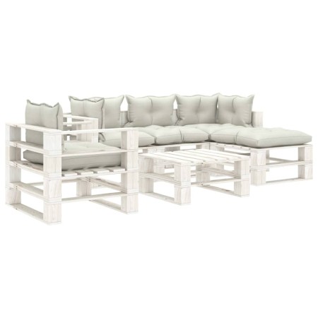 Set muebles de jardín de palets 6 pzas con cojines beige madera de vidaXL, Conjuntos de jardín - Ref: Foro24-3052430, Precio:...