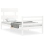 White solid wood bed frame with headboard 90x200 cm by vidaXL, Beds and slatted bases - Ref: Foro24-3195077, Price: 96,85 €, ...