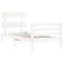 White solid wood bed frame with headboard 90x200 cm by vidaXL, Beds and slatted bases - Ref: Foro24-3195077, Price: 96,85 €, ...