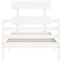 White solid wood bed frame with headboard 90x200 cm by vidaXL, Beds and slatted bases - Ref: Foro24-3195077, Price: 96,85 €, ...