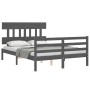 Estructura de cama matrimonio con cabecero madera maciza gris de vidaXL, Camas y somieres - Ref: Foro24-3195128, Precio: 150,...