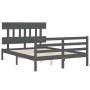 Estructura de cama matrimonio con cabecero madera maciza gris de vidaXL, Camas y somieres - Ref: Foro24-3195128, Precio: 150,...