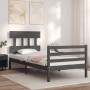 Estructura de cama con cabecero madera maciza gris 100x200 cm de vidaXL, Camas y somieres - Ref: Foro24-3195148, Precio: 107,...