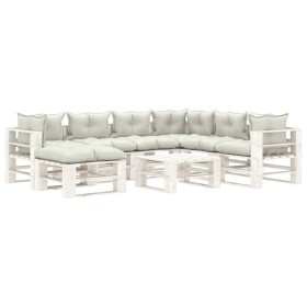 8-piece pallet garden furniture set with beige wooden cushions by vidaXL, Garden sets - Ref: Foro24-3052428, Price: 692,69 €,...