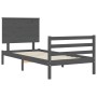 Estructura de cama con cabecero madera maciza gris 90x200 cm de vidaXL, Camas y somieres - Ref: Foro24-3195208, Precio: 105,9...