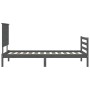 Gray solid wood bed frame with headboard 90x200 cm by vidaXL, Beds and slatted bases - Ref: Foro24-3195208, Price: 105,95 €, ...