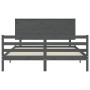 Estructura de cama matrimonio con cabecero madera maciza gris de vidaXL, Camas y somieres - Ref: Foro24-3195228, Precio: 169,...