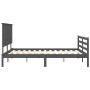 Estructura de cama matrimonio con cabecero madera maciza gris de vidaXL, Camas y somieres - Ref: Foro24-3195228, Precio: 169,...