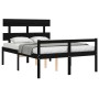 Bed frame with black solid wood headboard 140x190 cm by vidaXL, Beds and slatted bases - Ref: Foro24-3195335, Price: 145,99 €...