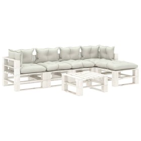 6-piece wooden pallet garden furniture set with beige cushions by vidaXL, Garden sets - Ref: Foro24-3052438, Price: 535,99 €,...