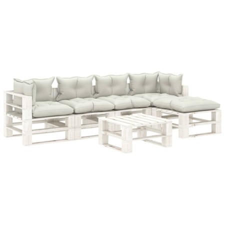 Set muebles de jardín de palets 6 pzas madera con cojines beige de vidaXL, Conjuntos de jardín - Ref: Foro24-3052438, Precio:...