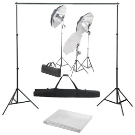 Fotostudio-Set mit Beleuchtungsset und Hintergrund von vidaXL, Blitze und Studiobeleuchtung - Ref: Foro24-3055119, Preis: 182...