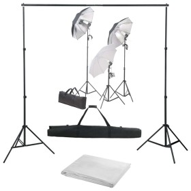 Photo studio kit with lighting set and background by vidaXL, Flashes and studio lighting - Ref: Foro24-3055122, Price: 180,99...