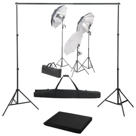 Fotostudio-Kit mit Lichtset und Hintergrund von vidaXL, Blitze und Studiobeleuchtung - Ref: Foro24-3055121, Preis: 192,81 €, ...