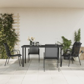 Garden dining set 5 pieces steel and black textilene by vidaXL, Garden sets - Ref: Foro24-3200678, Price: 414,80 €, Discount: %