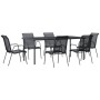 Garden dining set, 7 pieces, black steel and textilene by vidaXL, Garden sets - Ref: Foro24-3200680, Price: 408,88 €, Discoun...