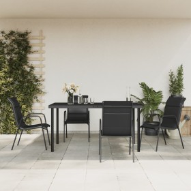 Garden dining set 5 pieces steel and black textilene by vidaXL, Garden sets - Ref: Foro24-3200698, Price: 376,81 €, Discount: %