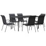 Juego de comedor para jardín 7 piezas acero y textilene negro de vidaXL, Conjuntos de jardín - Ref: Foro24-3200699, Precio: 5...