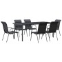 Juego de comedor para jardín 7 piezas acero y textilene negro de vidaXL, Conjuntos de jardín - Ref: Foro24-3200700, Precio: 4...