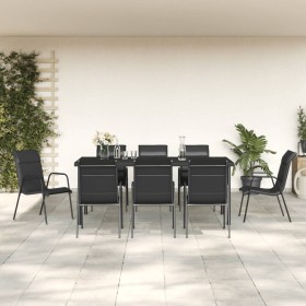 Garden dining set 9 pieces steel and black textilene by vidaXL, Garden sets - Ref: Foro24-3200701, Price: 514,17 €, Discount: %