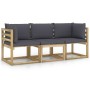 3-seater garden sofa with anthracite gray cushions by vidaXL, Garden sets - Ref: Foro24-3064935, Price: 192,99 €, Discount: %