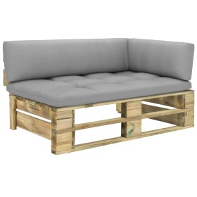 Corner garden sofa made of green impregnated pine wood pallets by vidaXL, Modular outdoor sofas - Ref: Foro24-3066543, Price:...