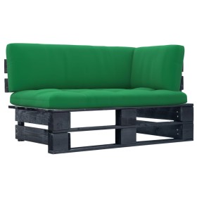 Eckgartensofa aus schwarz imprägnierten Kiefernholzpaletten von vidaXL, Modulare Sofas für den Außenbereich - Ref: Foro24-306...