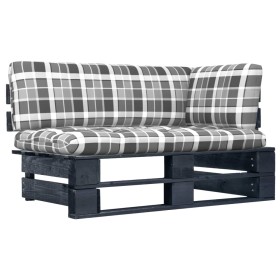 Eckgartensofa aus schwarz imprägnierten Kiefernholzpaletten von vidaXL, Modulare Sofas für den Außenbereich - Ref: Foro24-306...