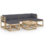 7-piece garden furniture set with impregnated wood cushions by vidaXL, Garden sets - Ref: Foro24-3064950, Price: 464,99 €, Di...