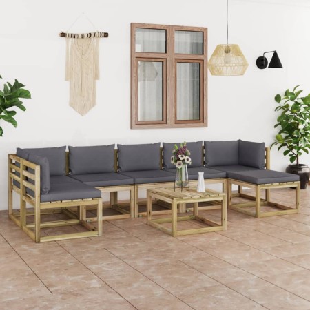 Set de muebles de jardín 8 piezas con cojines madera impregnada de vidaXL, Conjuntos de jardín - Ref: Foro24-3064953, Precio:...