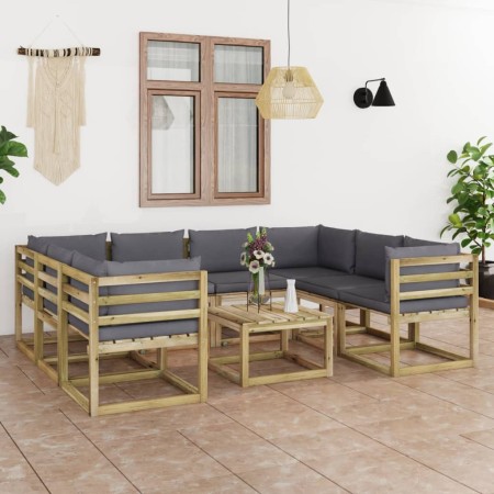 Set de muebles de jardín 9 piezas con cojines madera impregnada de vidaXL, Conjuntos de jardín - Ref: Foro24-3064952, Precio:...