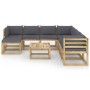 9-piece garden furniture set with impregnated wood cushions by vidaXL, Garden sets - Ref: Foro24-3064957, Price: 592,38 €, Di...