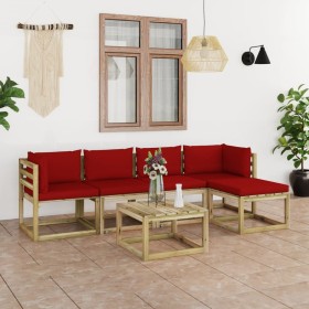 6-piece garden furniture set with impregnated wood cushions by vidaXL, Garden sets - Ref: Foro24-3065218, Price: 298,65 €, Di...