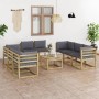 9-piece garden furniture set with impregnated wood cushions by vidaXL, Garden sets - Ref: Foro24-3064956, Price: 541,08 €, Di...