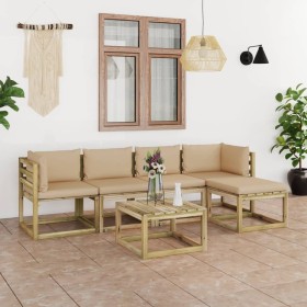 6-piece garden furniture set with impregnated wood cushions by vidaXL, Garden sets - Ref: Foro24-3065038, Price: 358,99 €, Di...