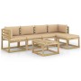 6-piece garden furniture set with impregnated wood cushions by vidaXL, Garden sets - Ref: Foro24-3065038, Price: 366,75 €, Di...