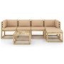 6-piece garden furniture set with impregnated wood cushions by vidaXL, Garden sets - Ref: Foro24-3065038, Price: 366,75 €, Di...